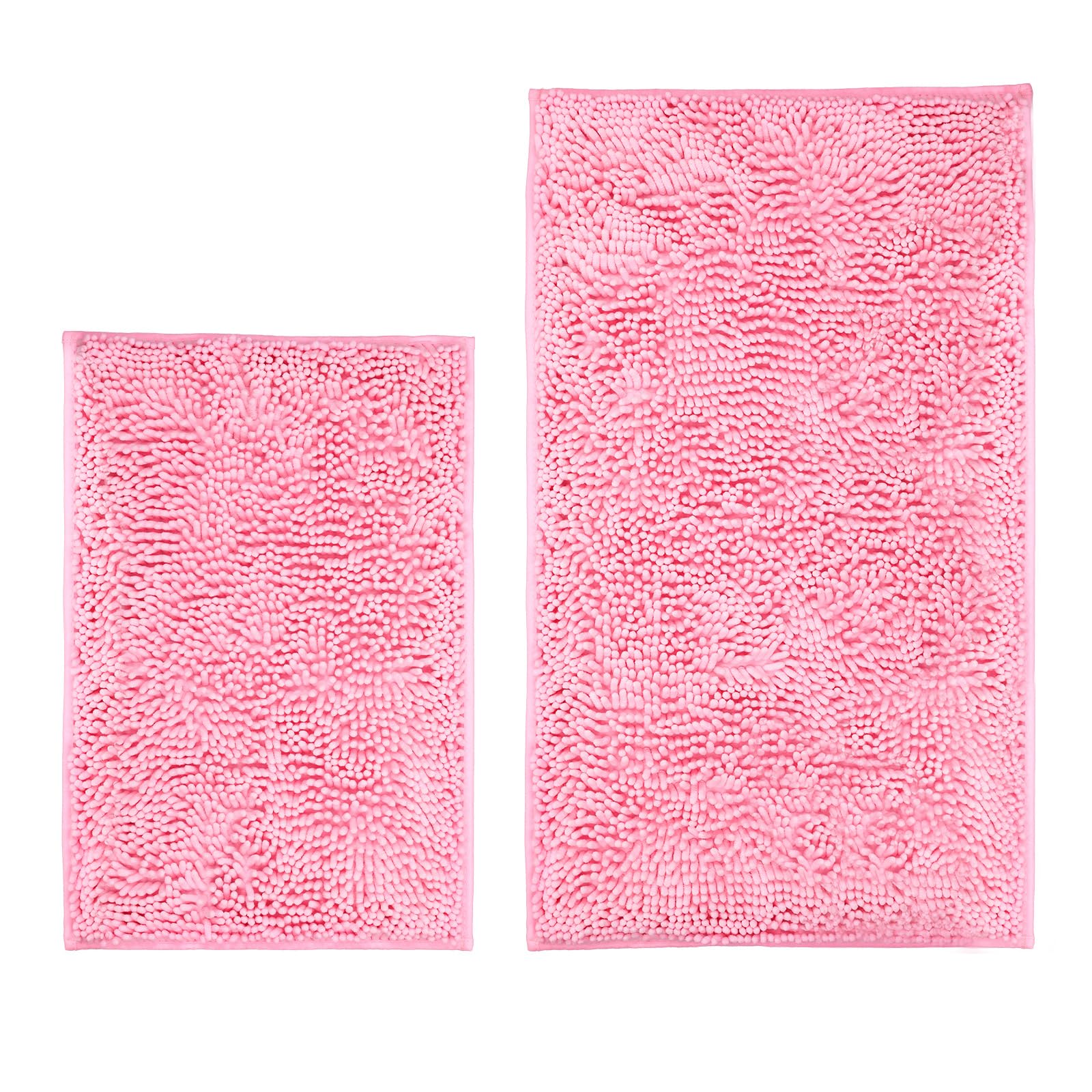 LanYunUmi Pink large bath rug in soft chenille provides spa-like comfort.