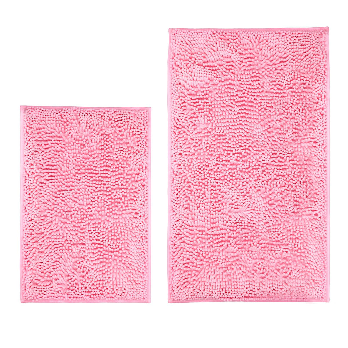 LanYunUmi Pink large bath rug in soft chenille provides spa-like comfort.