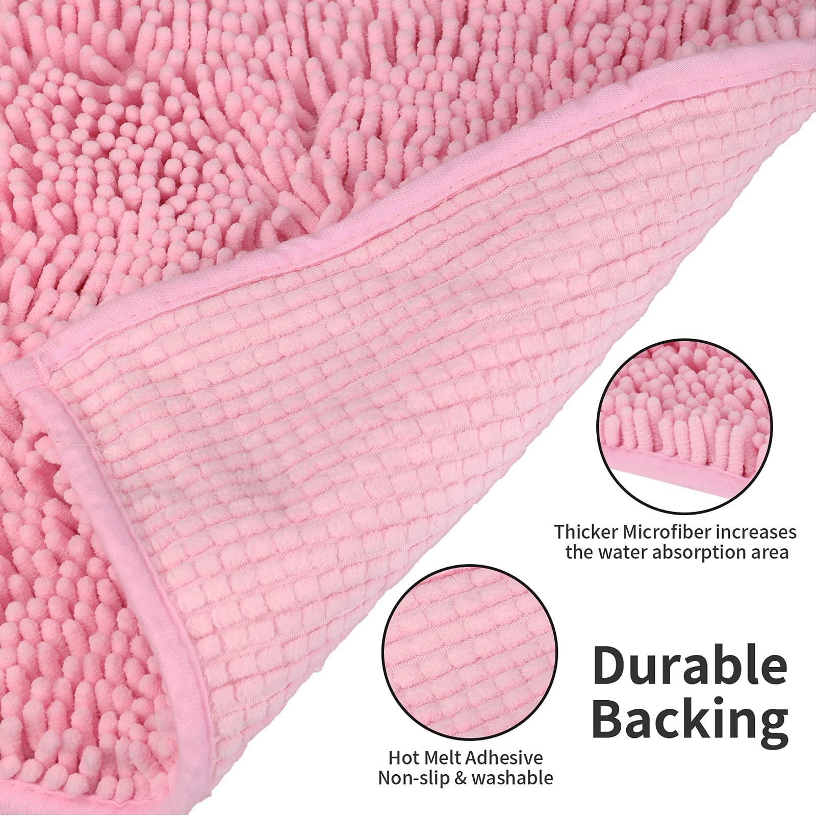LanYunUmi Pink non-slip backing keeps rug in place.