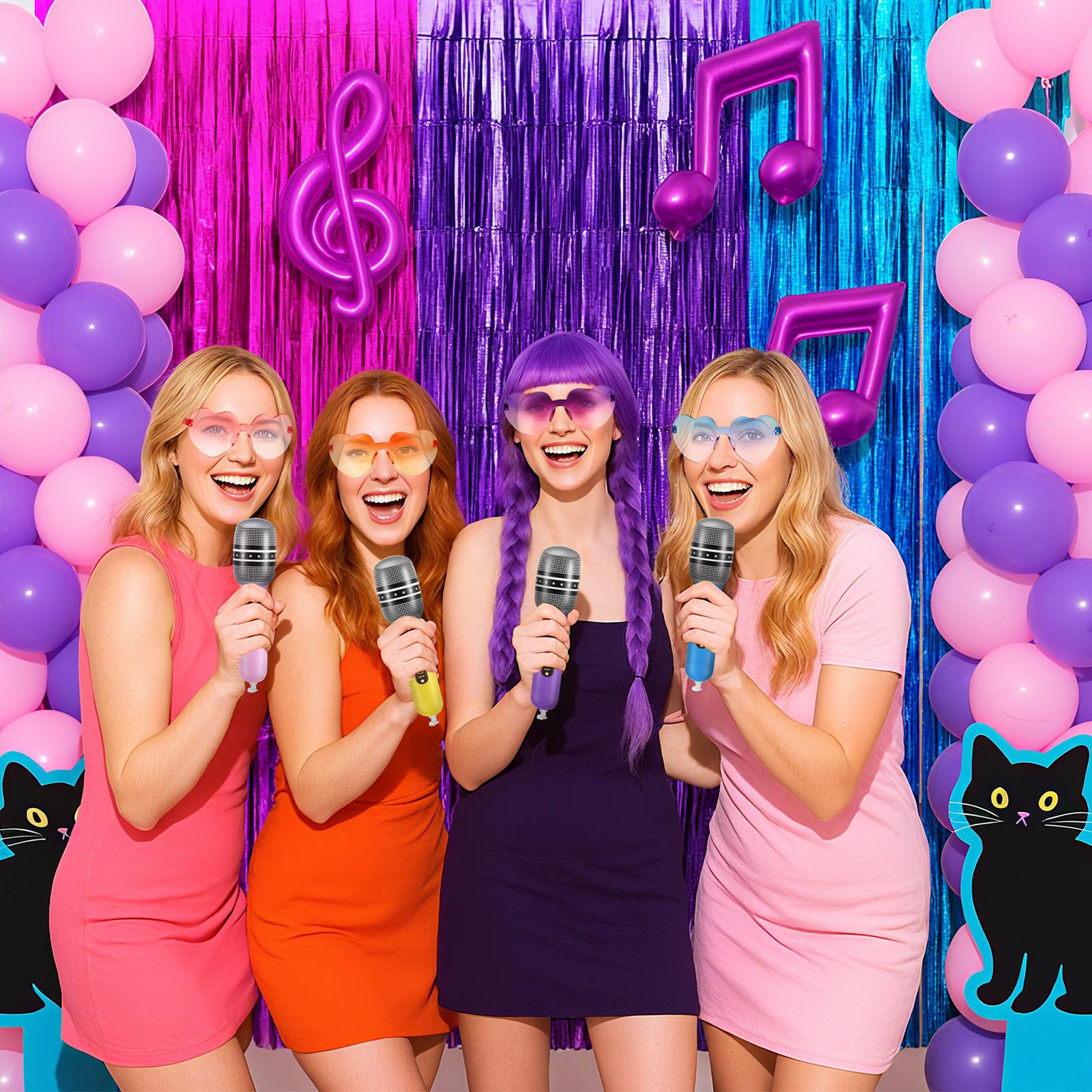LaRandom K-pop inflatable microphone blue for lively moments.
