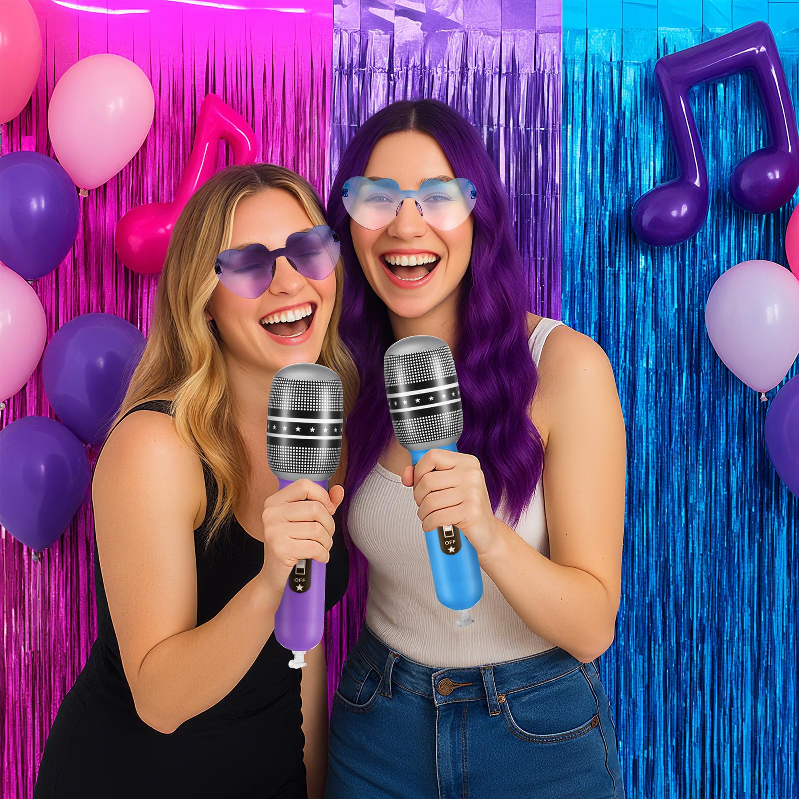 LaRandom K-pop inflatable microphone purple for playful performances.