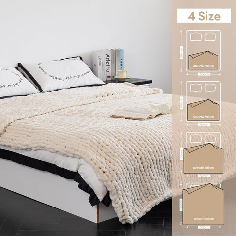 Larexius chunky knit blanket draped as a cozy throw with subtle texture.
