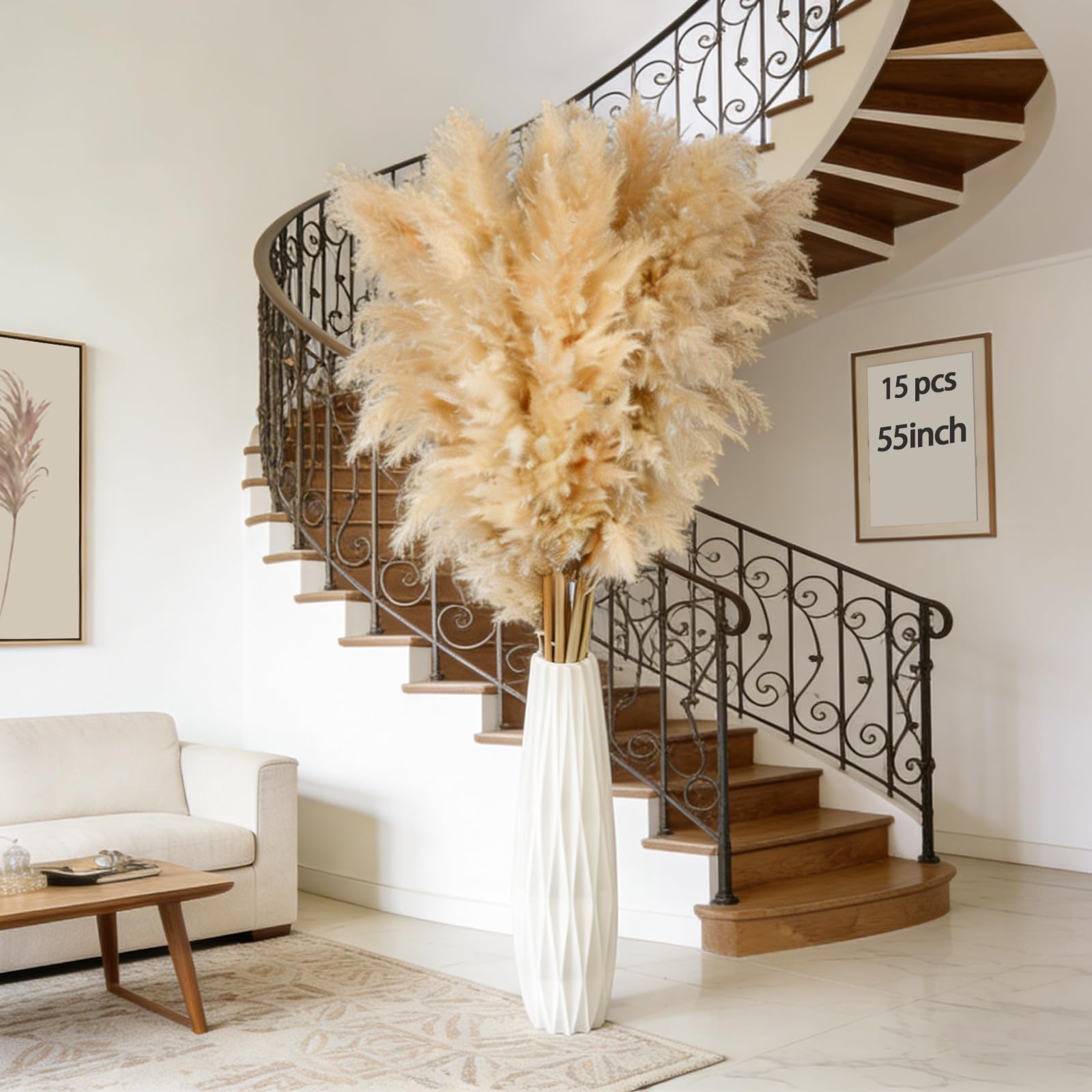 LarkAsh 55-inch pampas grass bundle for floor vase decor