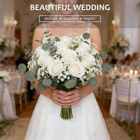 LarkAsh white baby breath artificial flowers closeup for realistic faux blooms.