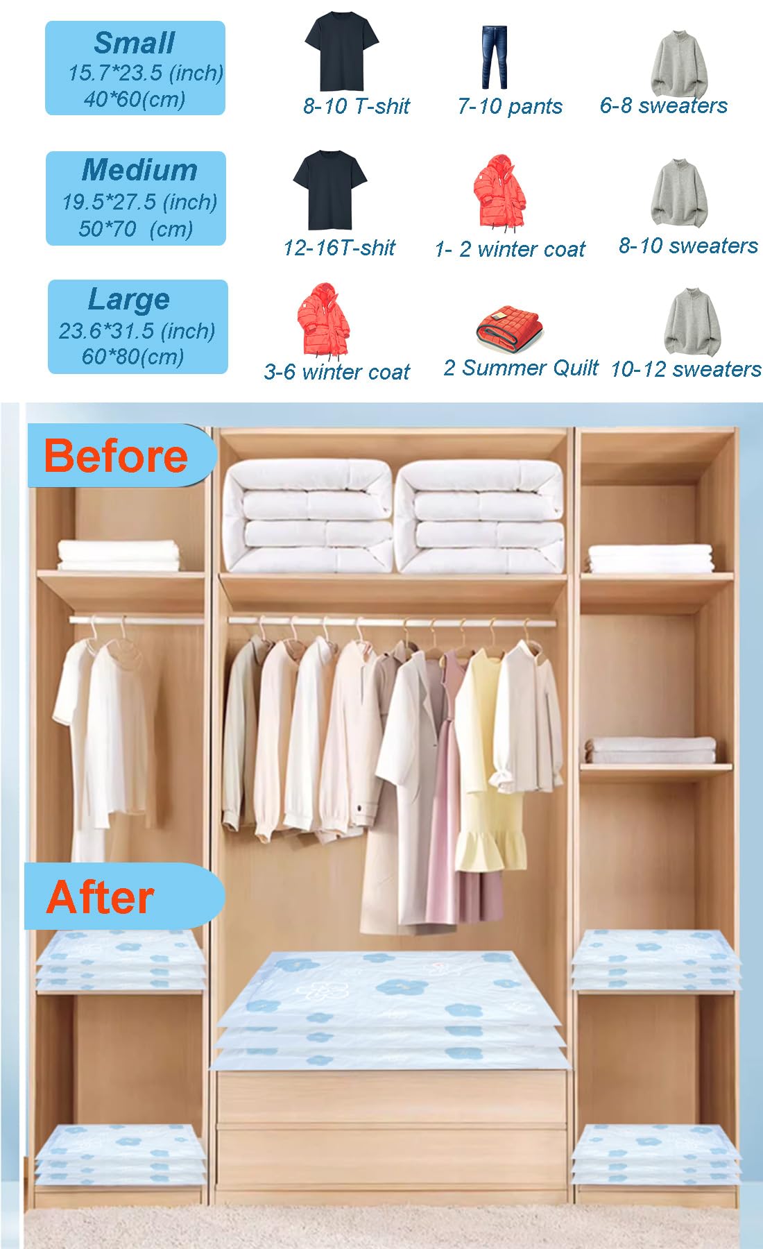 Larkeey bags protect clothes from dirt and dust during storage.