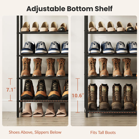 Larzonic dense wire shelves emphasize sturdy build for daily footwear