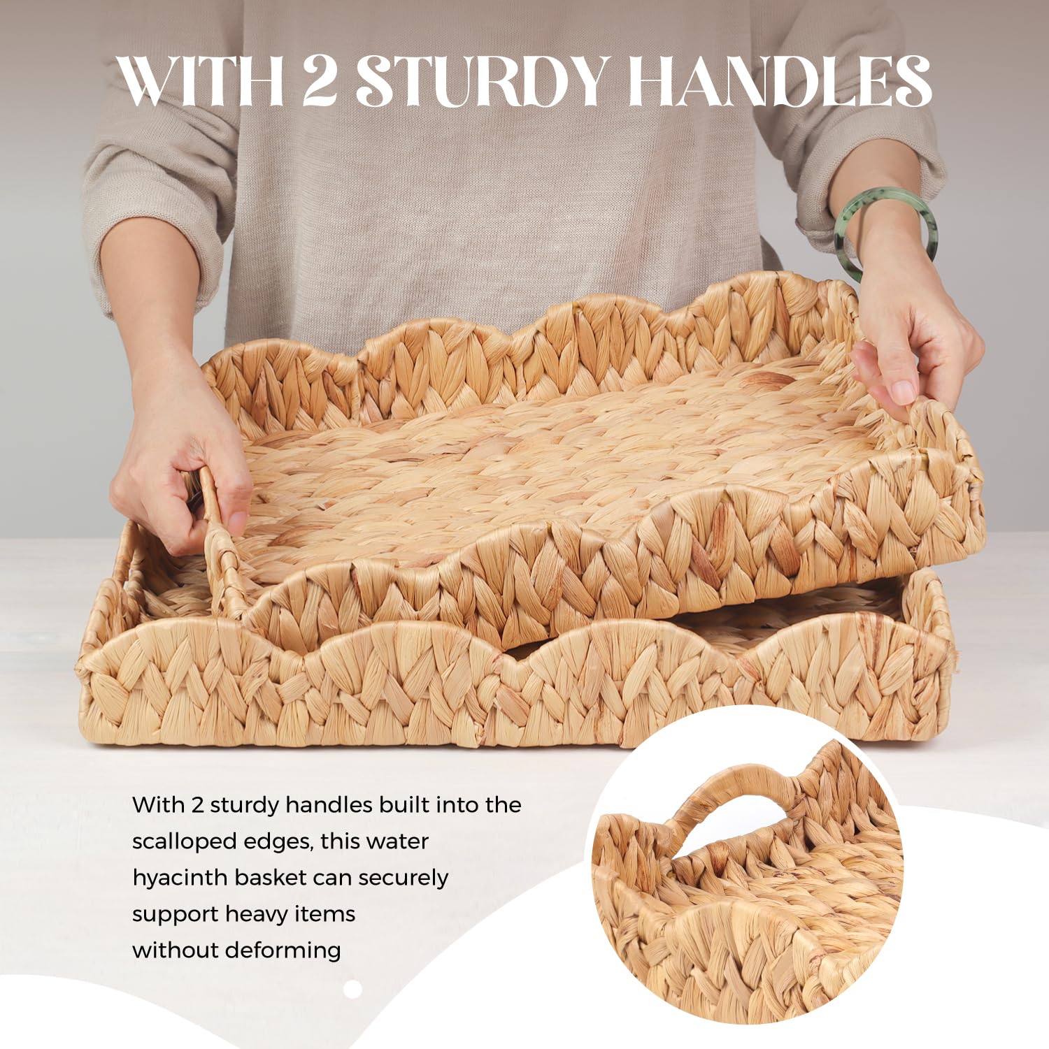LASIDO handwoven tray in 15x11.5x3 for versatile storage.