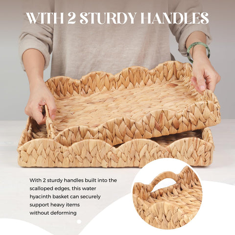 LASIDO handwoven tray in 15x11.5x3 for versatile storage.