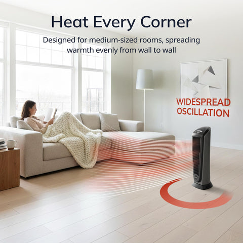 Lasko thermostat display on the heater for programmable comfort