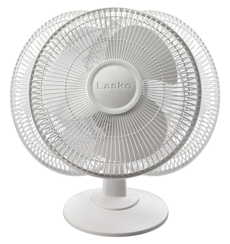 Lasko 12-inch fan made in USA with fused safety plug.