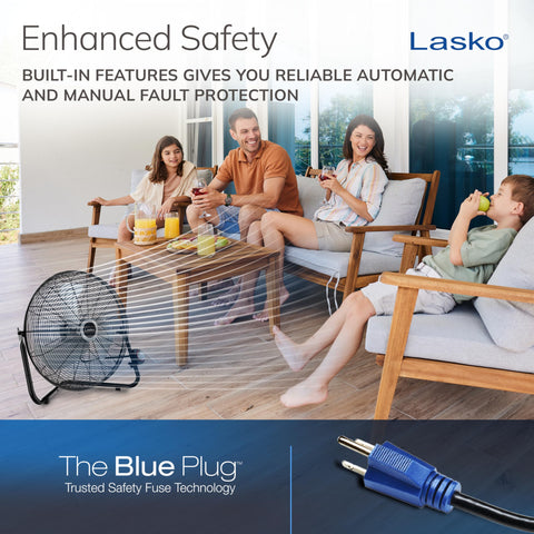Lasko 2264QM ETL-listed safety with Blue Plug for secure operation.