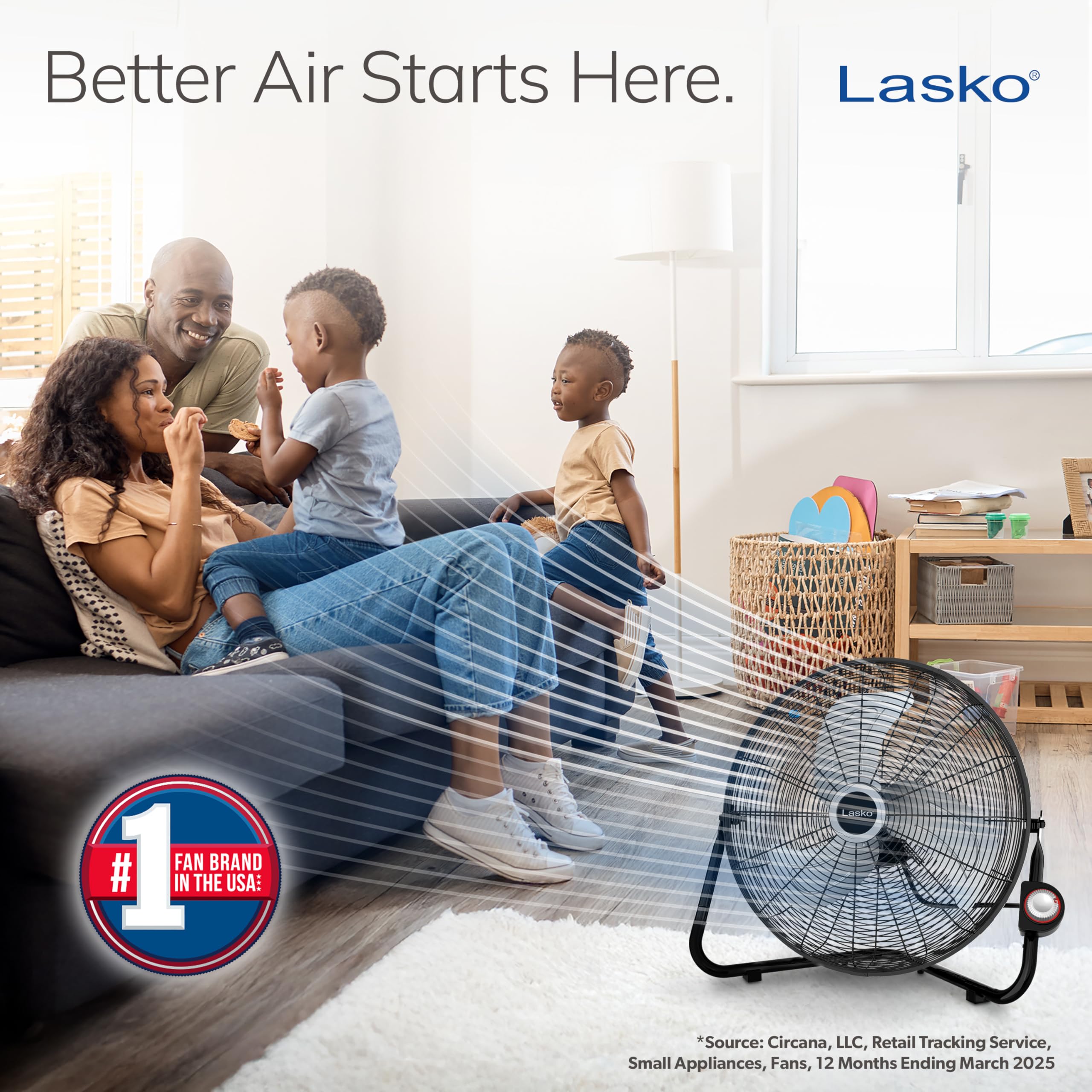 Lasko 2264QM QuickMount enables floor-to-wall conversion for flexible placement.