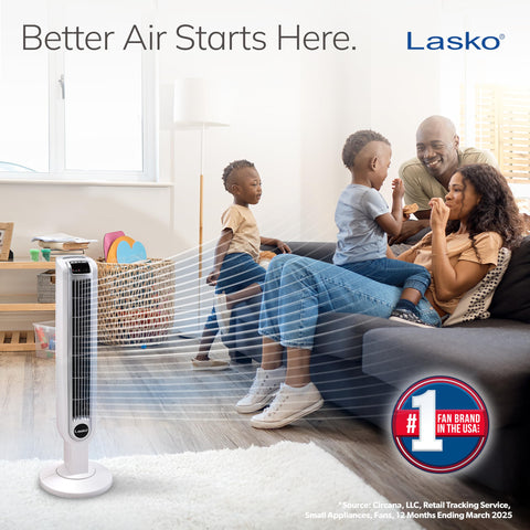 Lasko 2510 tower fan with whisper quiet speeds for restful sleep