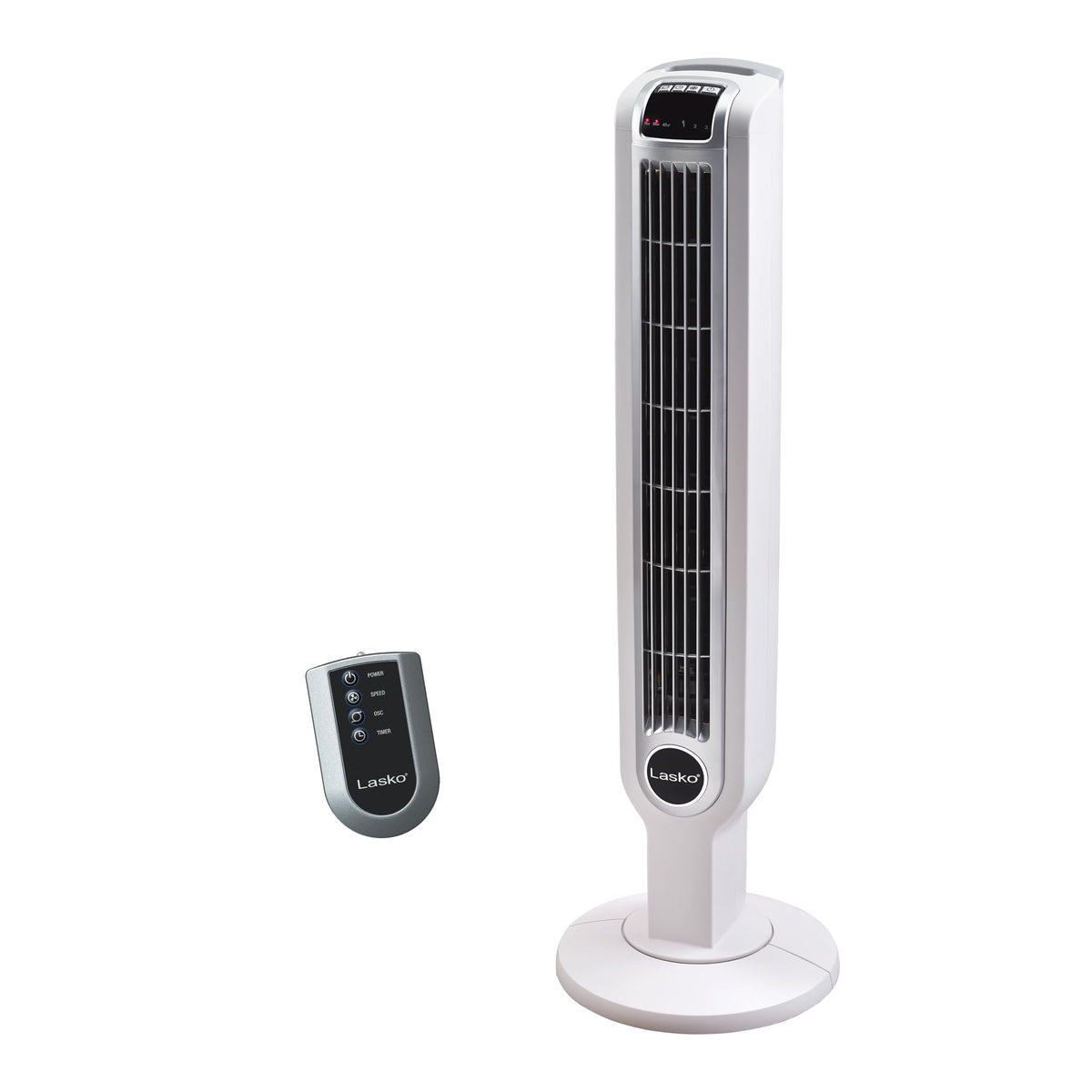 Lasko 2510 tower fan with remote control for easy room cooling