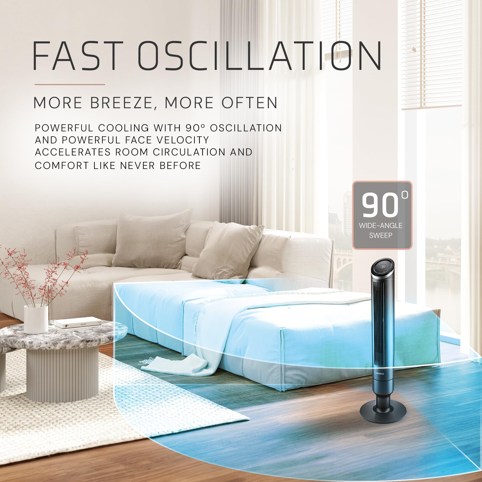 Lasko Apex 12-hour timer for evening cooling without waste.