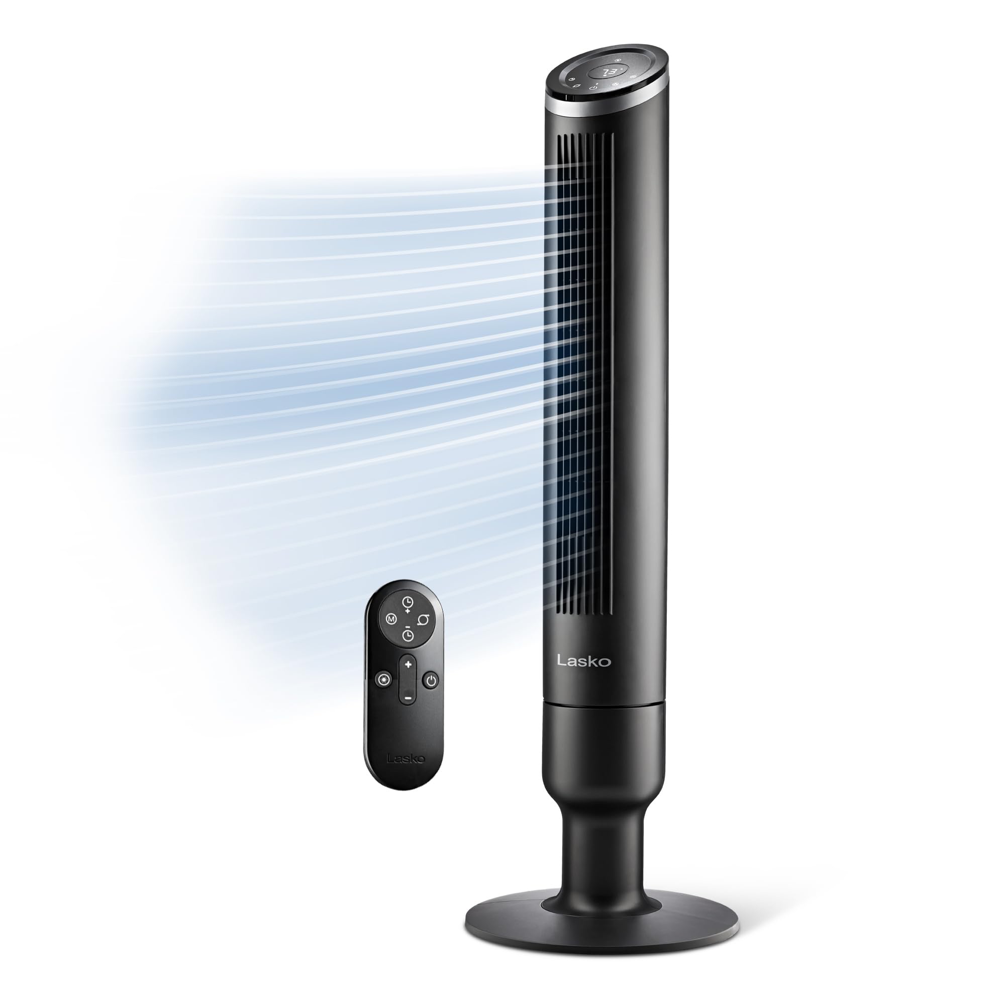 Lasko Apex 42-inch tower fan front view, powerful cooling across rooms.