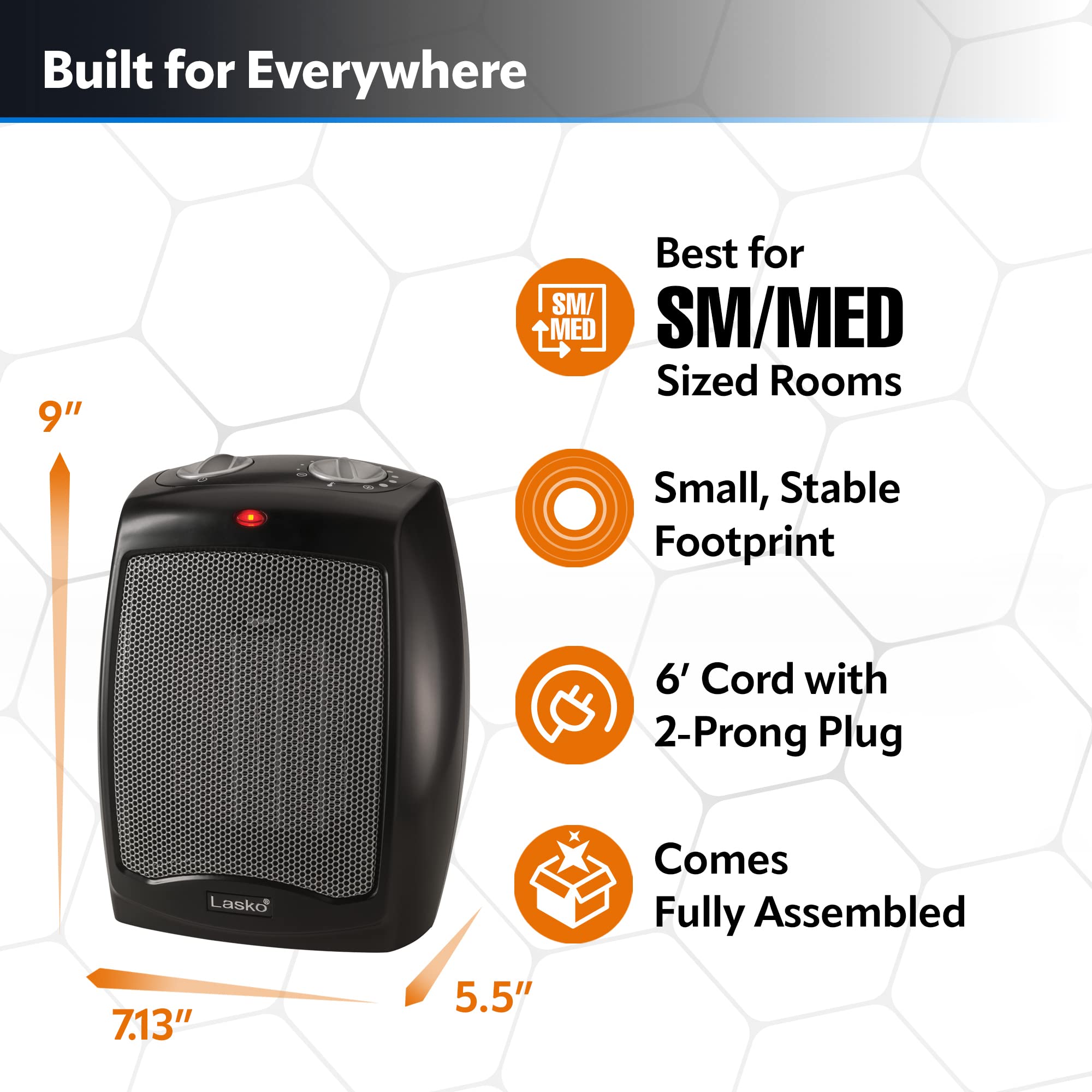 Lasko CD09250 safety ETL-listed badge emphasizes trusted safety features.