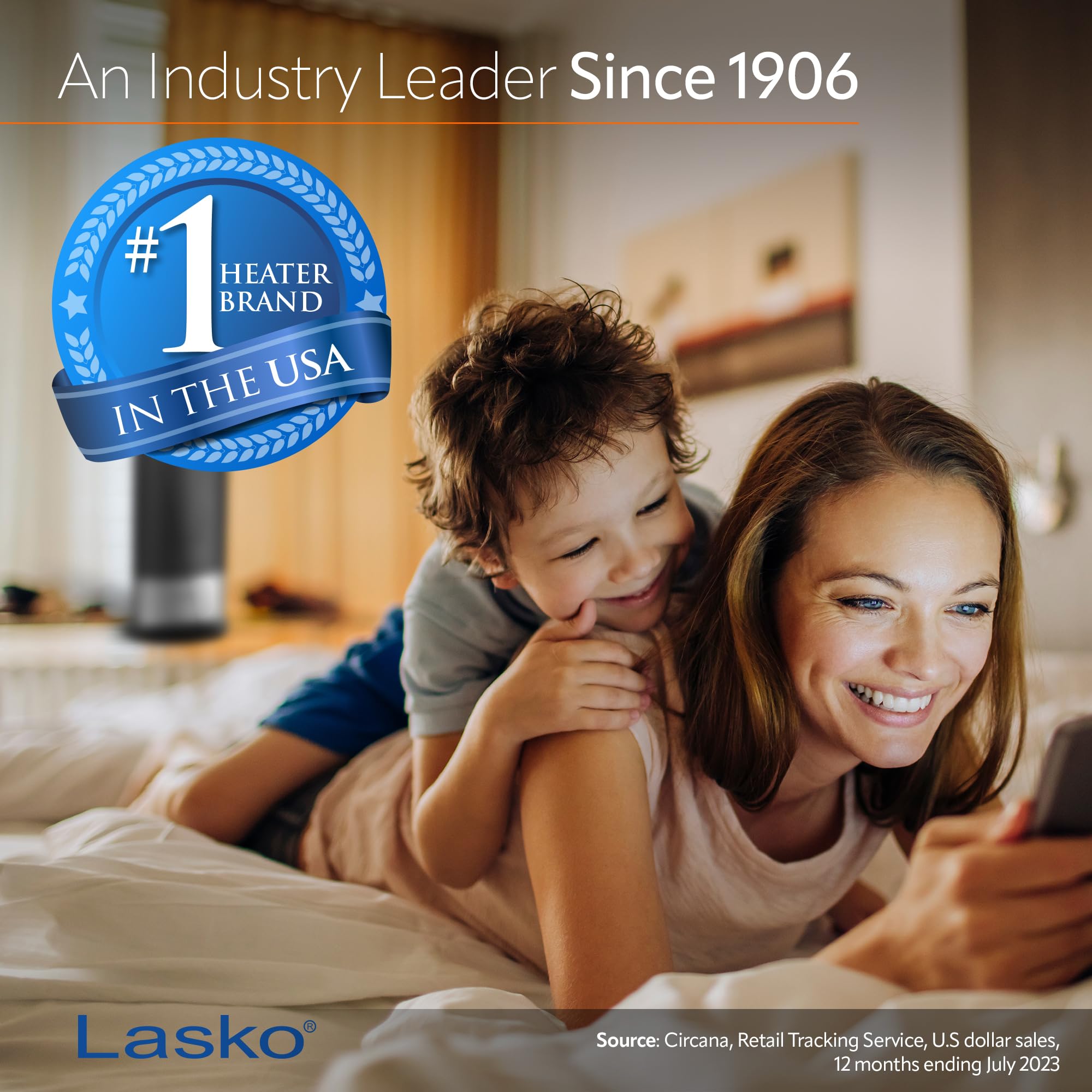 Lasko CD09250 top controls for easy heat and fan settings.