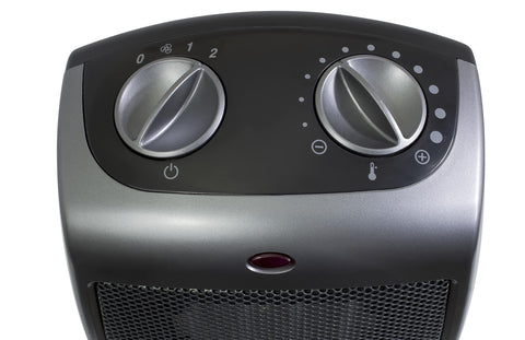 Lasko dark gray finish blends with home decor
