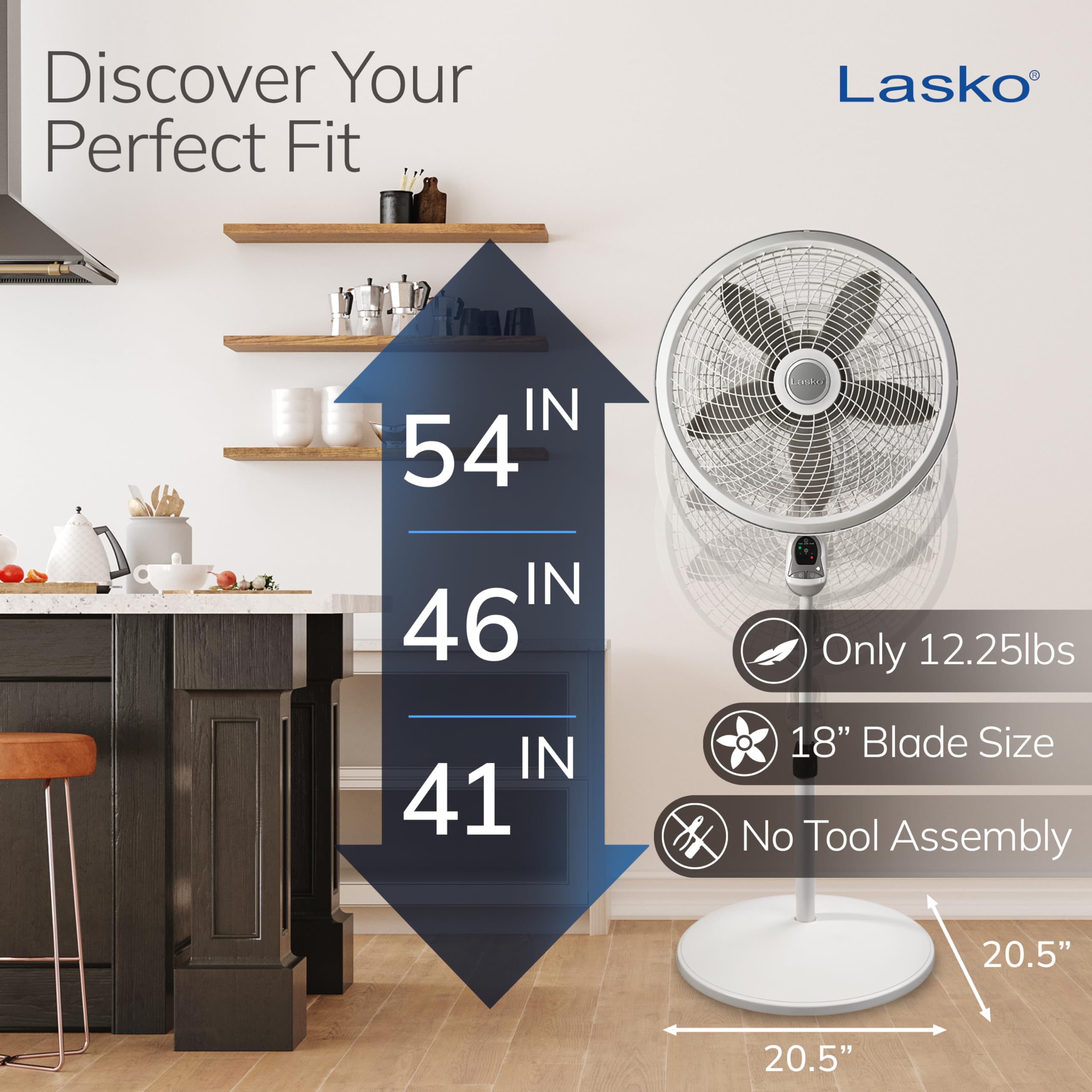 Lasko Cyclone Pedestal Fan 3 speeds customized airflow for comfort
