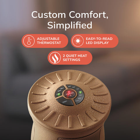 Lasko Designer Ceramic Tower heater timer display helps schedule warmth
