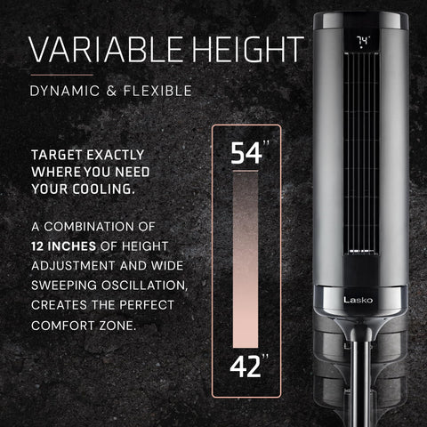 Lasko Elevation offers four speeds and four wind modes for versatility.