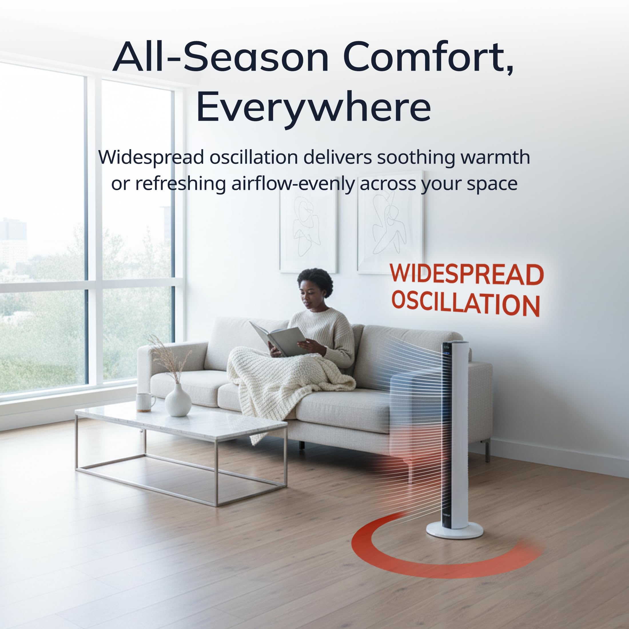Lasko FH500 remote control for easy bed- or couch-side adjustments.