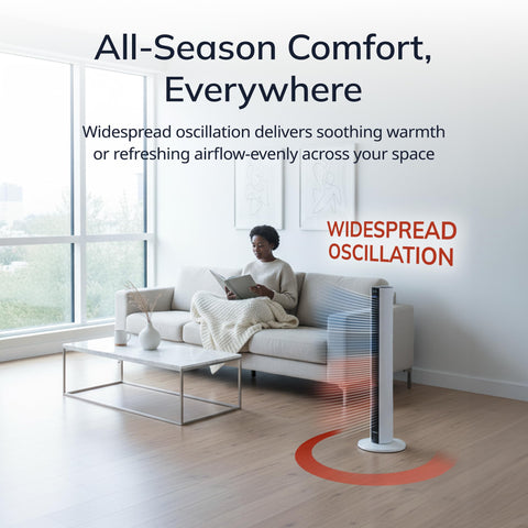 Lasko FH500 remote control for easy bed- or couch-side adjustments.