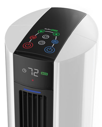 Lasko FH500 remote storage on unit for convenient control.