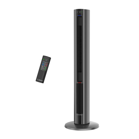 Lasko FH515 oscillating tower fan demonstrates cooling for large rooms