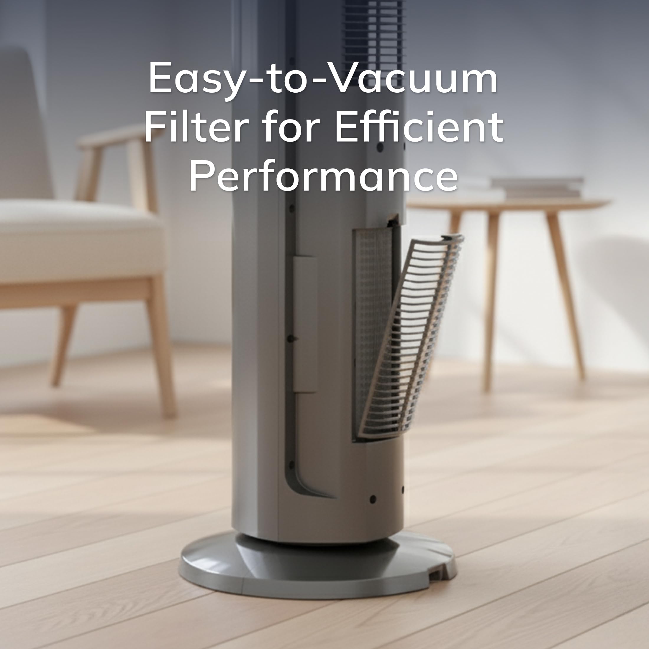 Lasko FH515 slim footprint fits beside furniture in small rooms