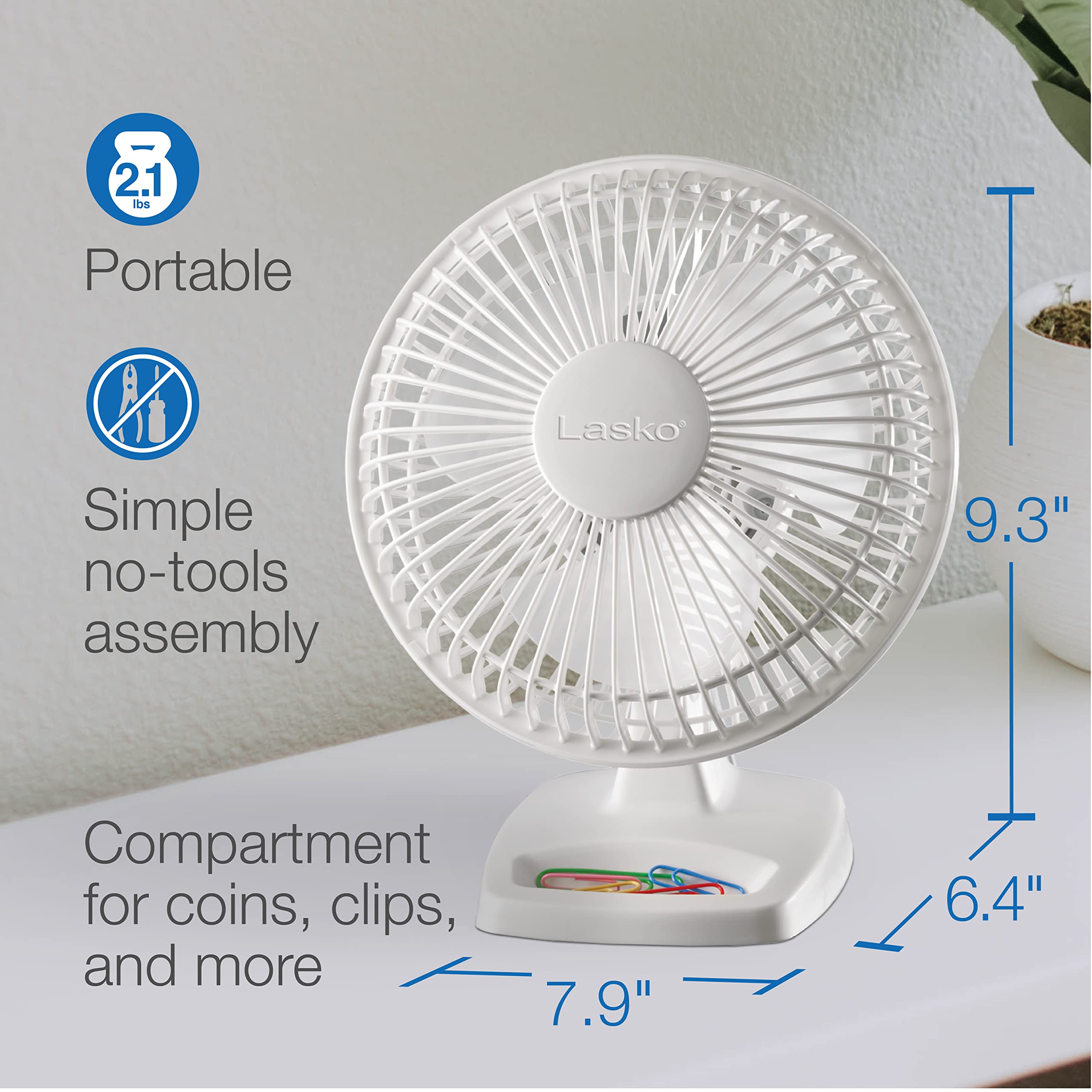 Lasko no-tool assembly makes setup quick and simple