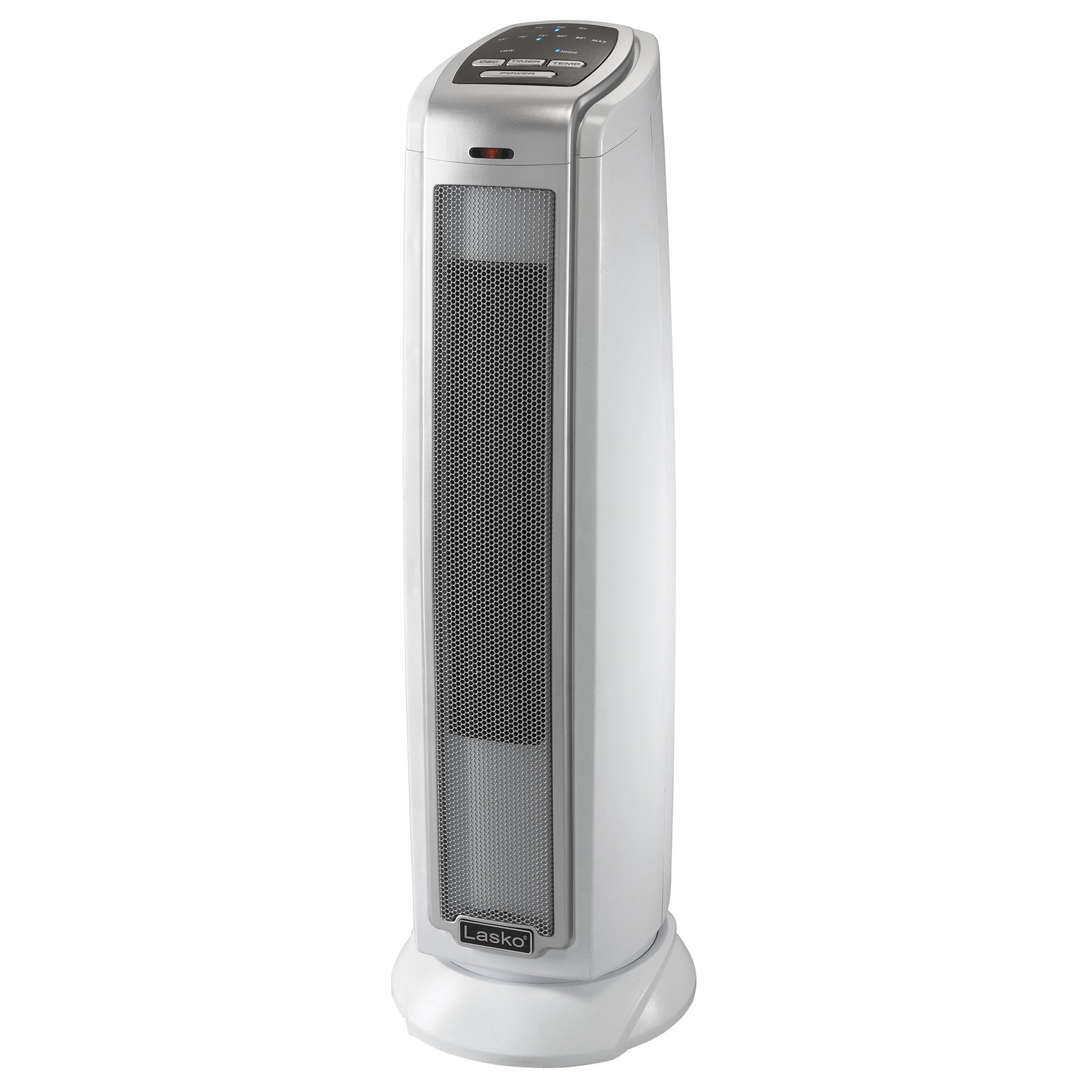 Lasko oscillating ceramic tower heater front view delivers swift room warmth