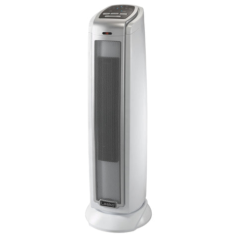 Lasko oscillating ceramic tower heater front view delivers swift room warmth