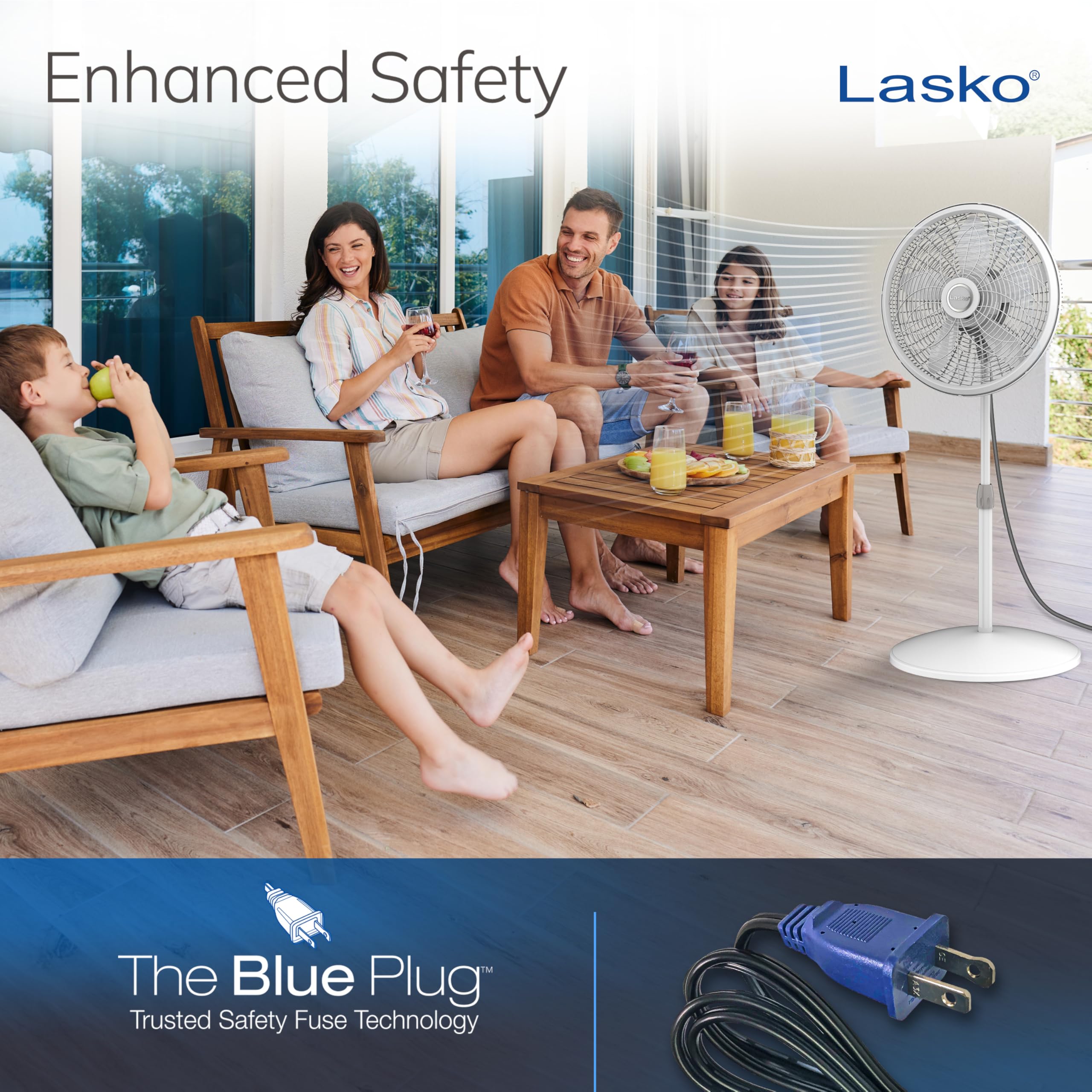 Lasko BLUE Plug safety and ETL listing for reliable use.