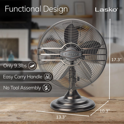 Lasko Oscillating Table Top Fan bronze oscillation provides wide room coverage