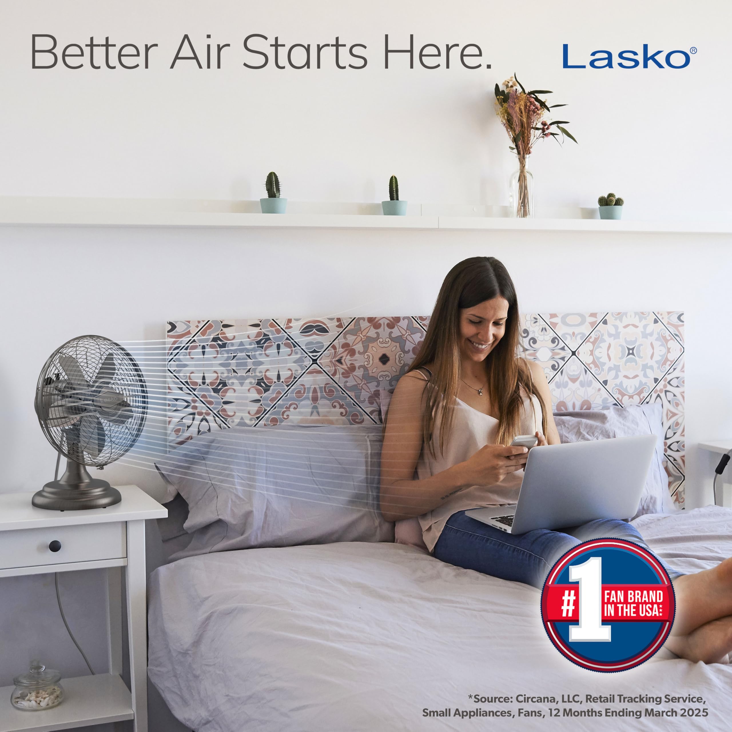 Lasko Oscillating Table Top Fan bronze tilt-back head directs airflow precisely