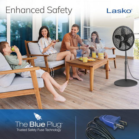 Lasko ETL-listed with BLUE Plug for safe home use.