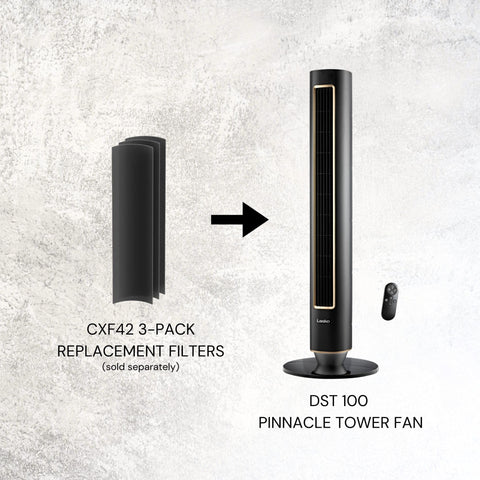 Lasko Pinnacle 40 inch tower fan energy-efficient DC motor lowers power use.