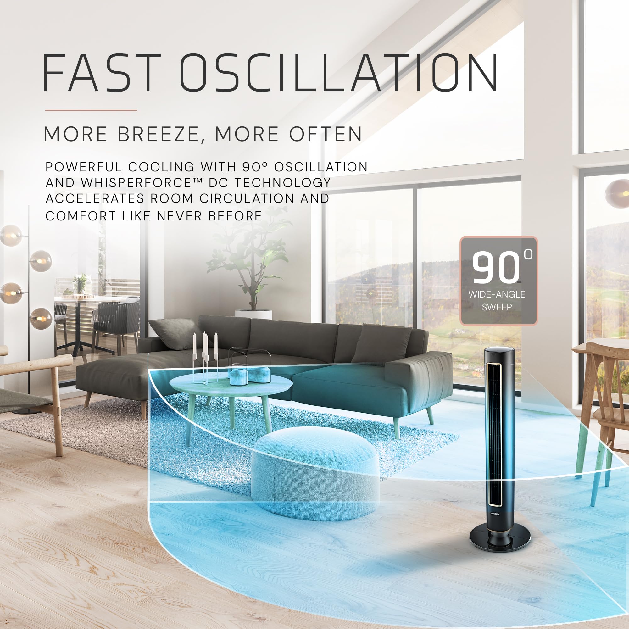 Lasko Pinnacle 40 inch tower fan whisper quiet operation suitable for sleep.