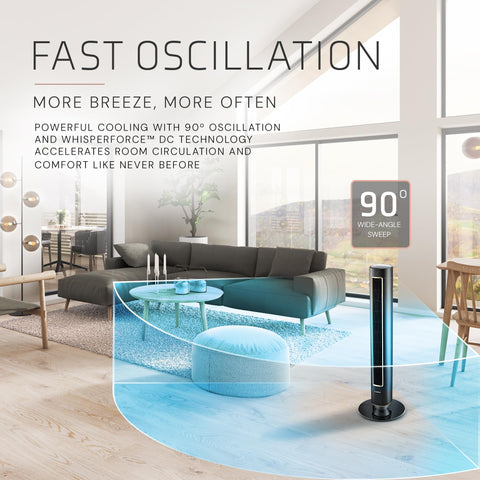 Lasko Pinnacle 40 inch tower fan whisper quiet operation suitable for sleep.