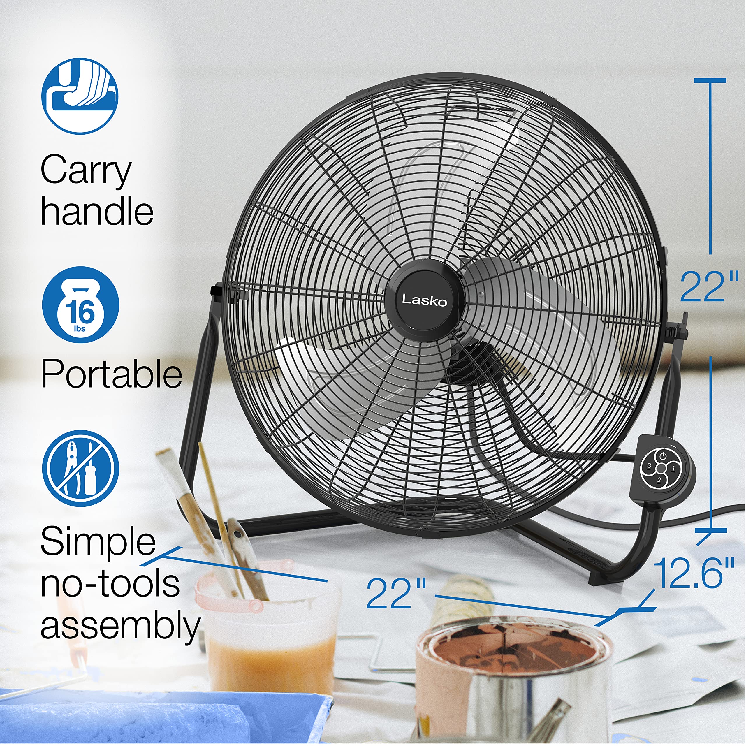Lasko pivoting head directs airflow precisely where needed.