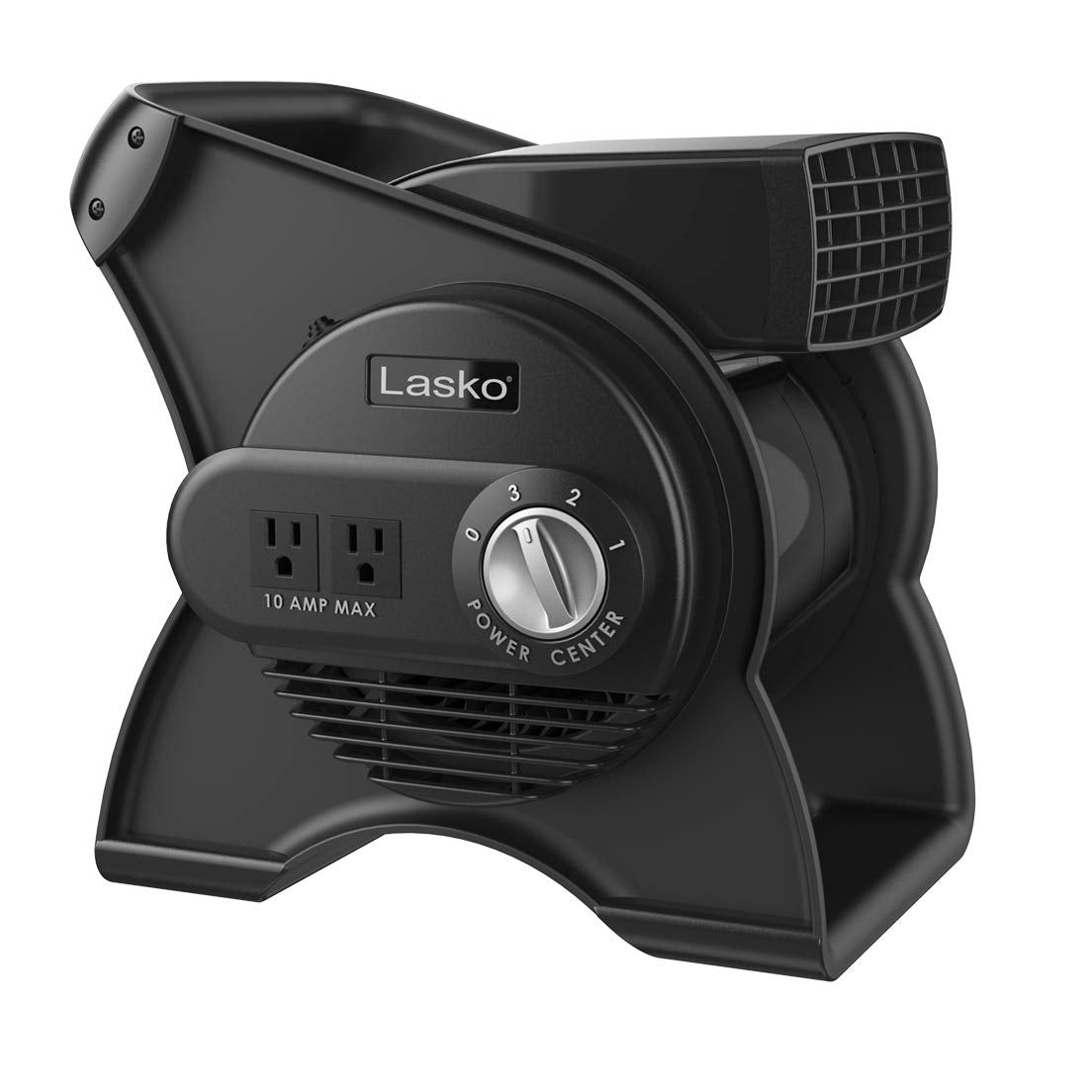 Lasko Pivoting Pro Blower 12-inch housing shows compact airflow in a tight space