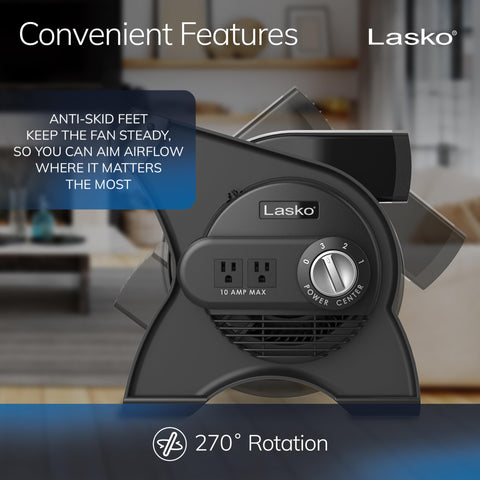 Lasko Pivoting Pro Blower built-in carry handle for easy portability