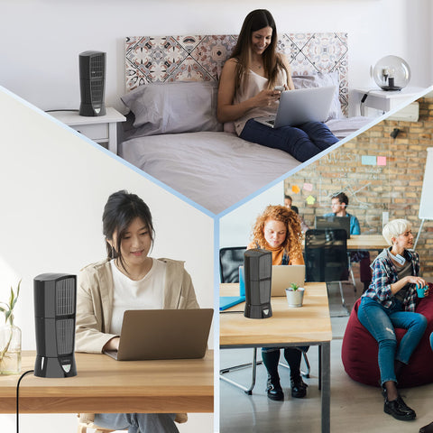 Lasko Platinum Desktop Wind Tower fan, 6-foot cord reaches outlets without crowding.
