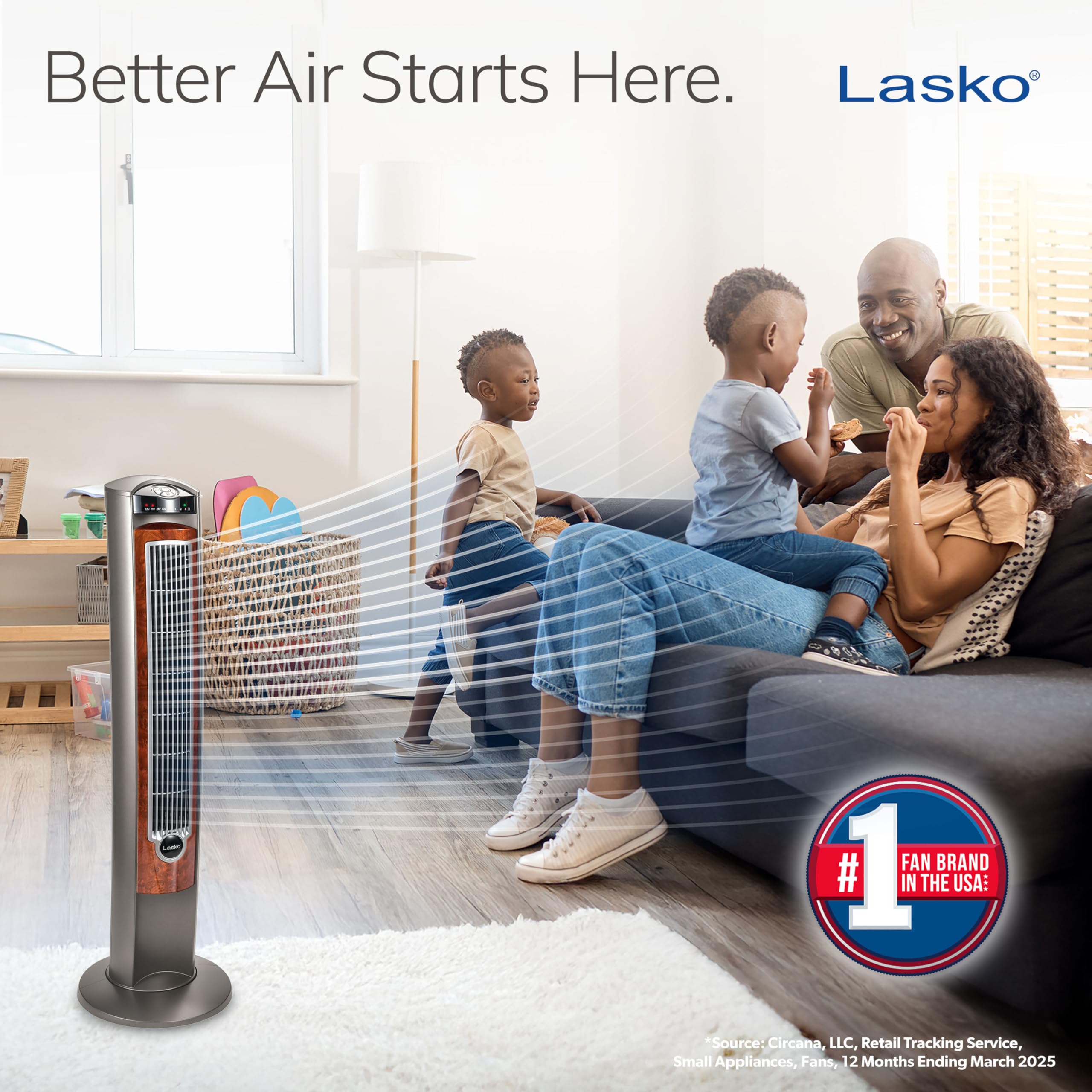 Lasko T42954 woodgrain grey finish blends with modern decor