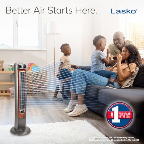 Lasko T42954 woodgrain grey finish blends with modern decor