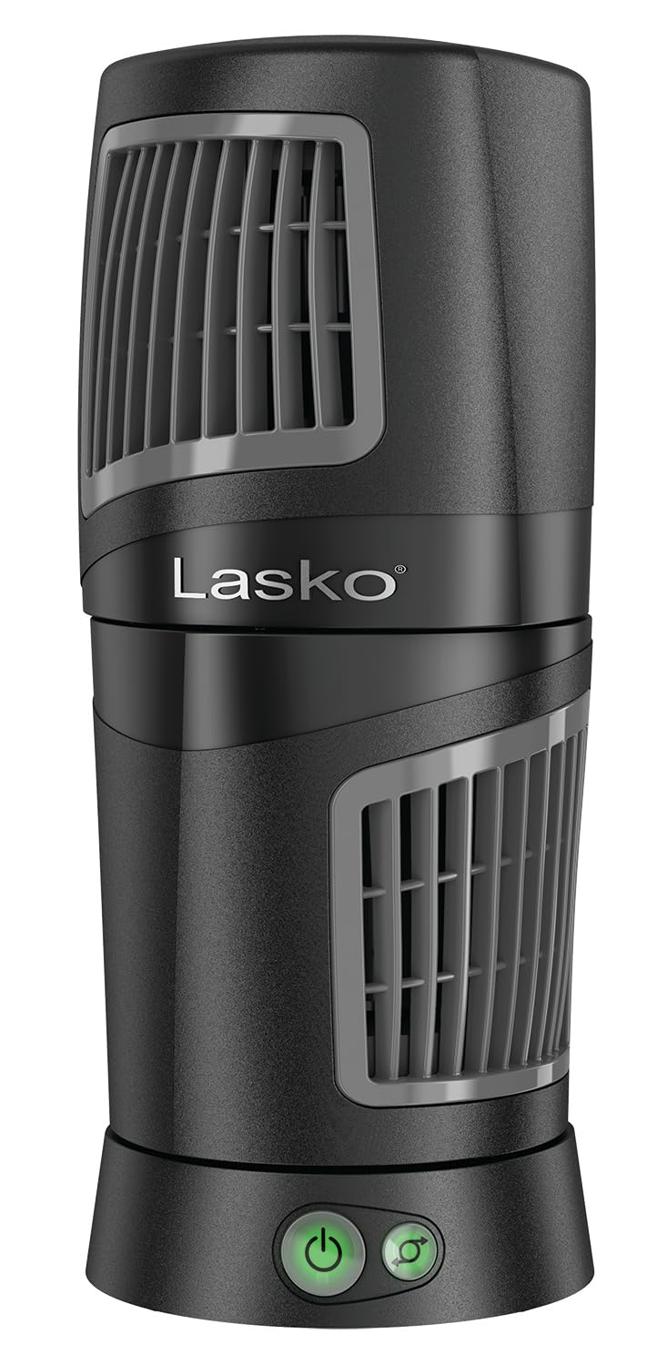 Lasko Twist-Top with widespread oscillation for broad room coverage.