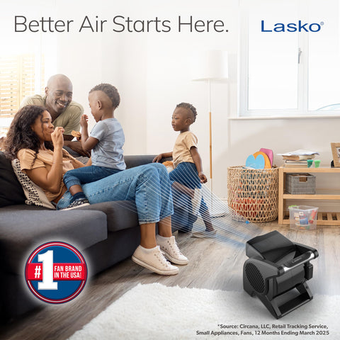 Lasko U15617 pivoting utility fan side view highlights portable design for quick room cooling