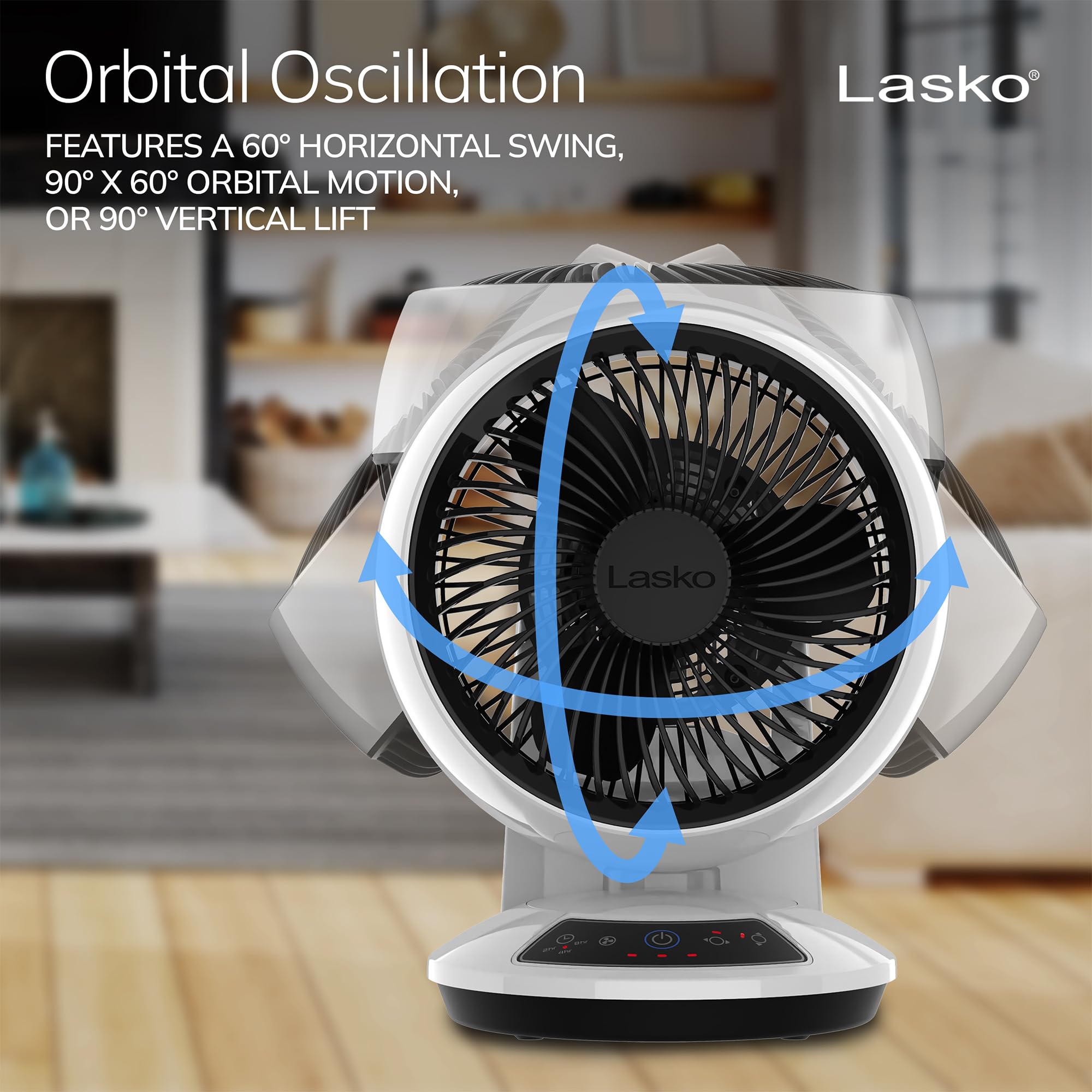 Lasko Whirlwind displays 60-degree horizontal swing for wide room coverage